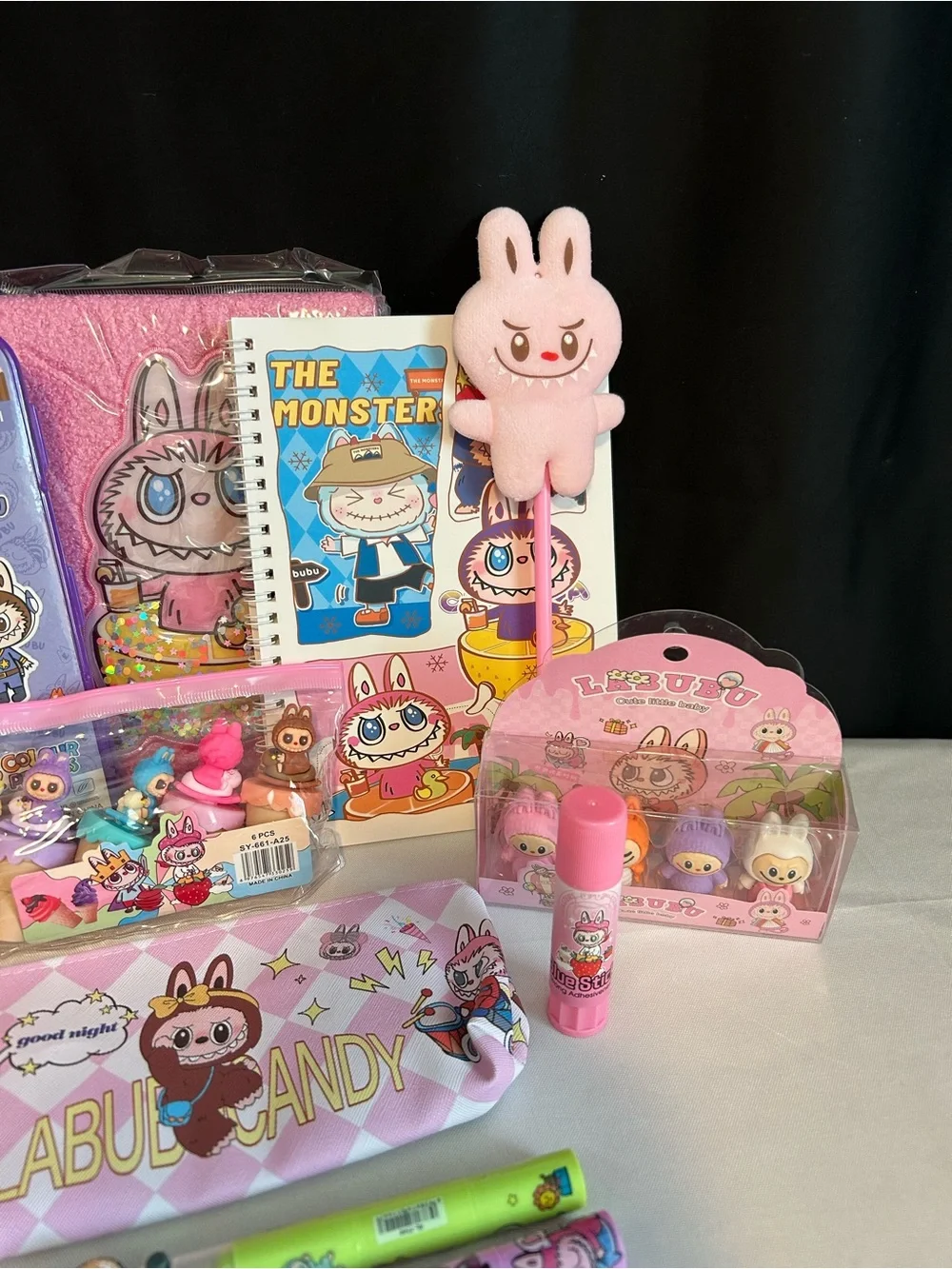 Labubu Pink Kids Backpack and Stationery Set